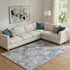 8' X 10' Blue And Silver Floral Washable Area Rug With UV Protection