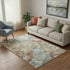 5' X 8' Rust And Blue Floral Washable Area Rug With UV Protection