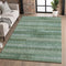 8' X 10' Sage And Blue Striped Washable Area Rug With UV Protection