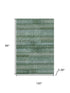 8' X 10' Sage And Blue Striped Washable Area Rug With UV Protection