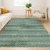 8' X 10' Sage And Blue Striped Washable Area Rug With UV Protection