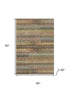 5' X 8' Brown And Gold Striped Washable Area Rug With UV Protection