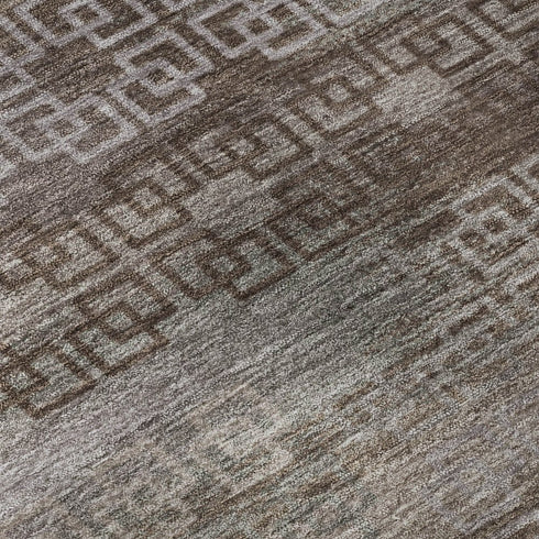 5' X 8' Chocolate And Gray Striped Washable Area Rug With UV Protection