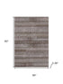 5' X 8' Chocolate And Gray Striped Washable Area Rug With UV Protection