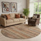 8' Copper And Rust Striped Washable Round Rug With UV Protection