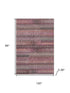 8' X 10' Pink And Gray Striped Washable Area Rug With UV Protection
