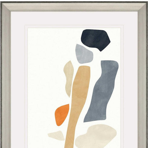 Silhouette Blocks Reflect Silver Framed Wall Art