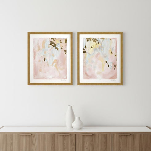 Set Of Two Gold Planet II Distressed Gold Framed Wall Art