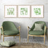Set Of Three Green Modern Garden Gold Framed Wall Art