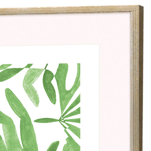 Set Of Three Green Modern Garden Gold Framed Wall Art