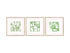 Set Of Three Green Modern Garden Gold Framed Wall Art