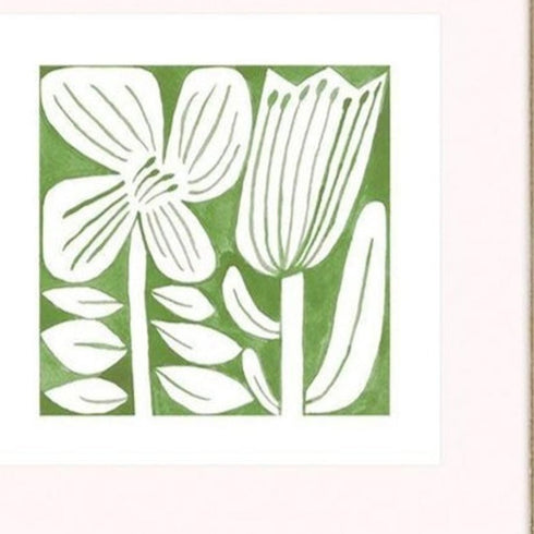 Set Of Three Green Modern Garden Gold Framed Wall Art