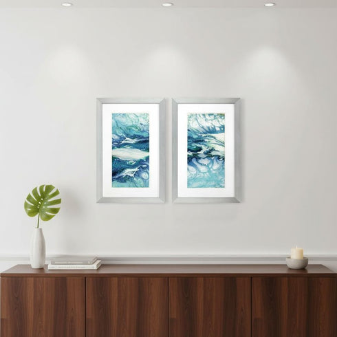 Marble Montage Silver Framed Wall Art