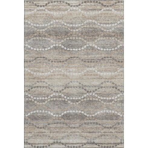 8' X 10' Beige And Ivory Abstract Geometric Washable Area Rug With UV Protection