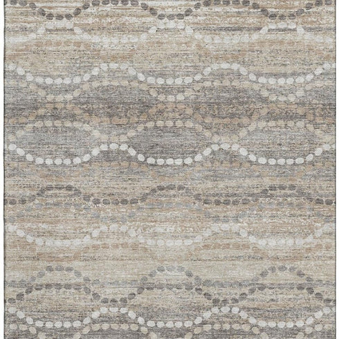 8' X 10' Beige And Ivory Abstract Geometric Washable Area Rug With UV Protection