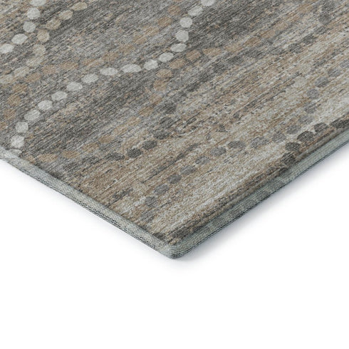 8' X 10' Beige And Ivory Abstract Geometric Washable Area Rug With UV Protection