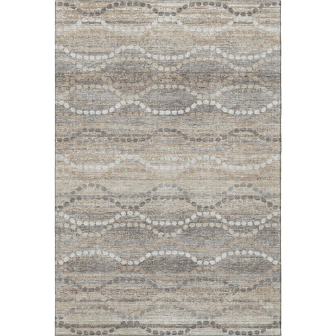 8' X 10' Beige And Ivory Abstract Geometric Washable Area Rug With UV Protection