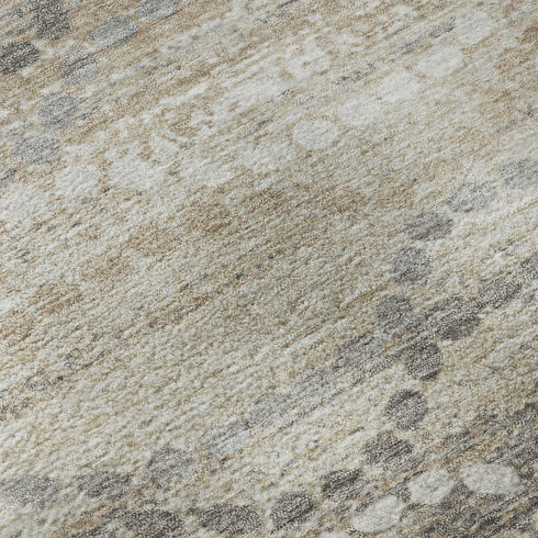 8' X 10' Beige And Ivory Abstract Geometric Washable Area Rug With UV Protection