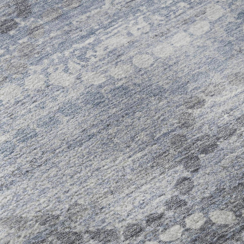 5' X 8' Blue And Ivory Abstract Geometric Washable Area Rug With UV Protection