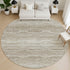 8' Khaki And Ivory Abstract Geometric Washable Round Rug With UV Protection