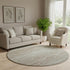 8' Khaki And Ivory Abstract Geometric Washable Round Rug With UV Protection