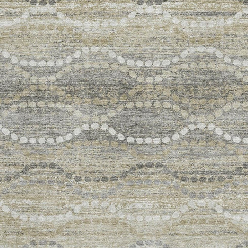 5' X 8' Pewter And Ivory Abstract Geometric Washable Area Rug With UV Protection