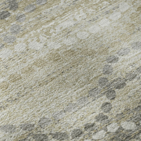 5' X 8' Pewter And Ivory Abstract Geometric Washable Area Rug With UV Protection