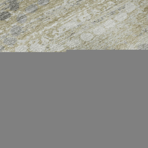 8' Pewter And Ivory Abstract Geometric Washable Round Rug With UV Protection