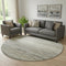 8' Pewter And Ivory Abstract Geometric Washable Round Rug With UV Protection