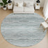 8' Teal And Ivory Abstract Geometric Washable Round Rug With UV Protection