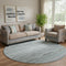 8' Teal And Ivory Abstract Geometric Washable Round Rug With UV Protection