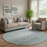 8' Teal And Ivory Abstract Geometric Washable Round Rug With UV Protection