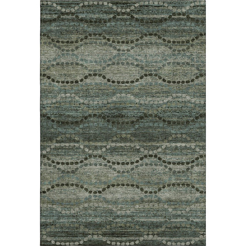 5' X 8' Sage And Gray Abstract Geometric Washable Area Rug With UV Protection
