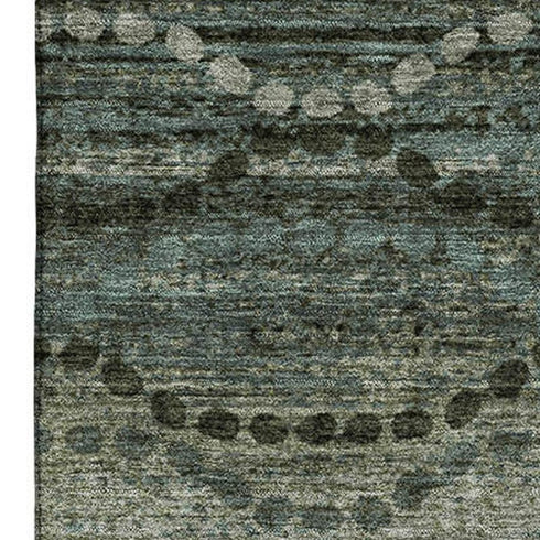 5' X 8' Sage And Gray Abstract Geometric Washable Area Rug With UV Protection