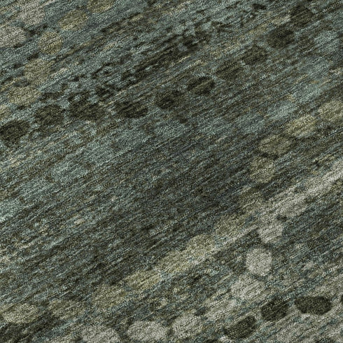 5' X 8' Sage And Gray Abstract Geometric Washable Area Rug With UV Protection