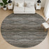 8' Chocolate And Gray Abstract Geometric Washable Round Rug With UV Protection