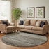 8' Chocolate And Gray Abstract Geometric Washable Round Rug With UV Protection