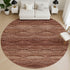 8' Rust And Copper Abstract Geometric Washable Round Rug With UV Protection