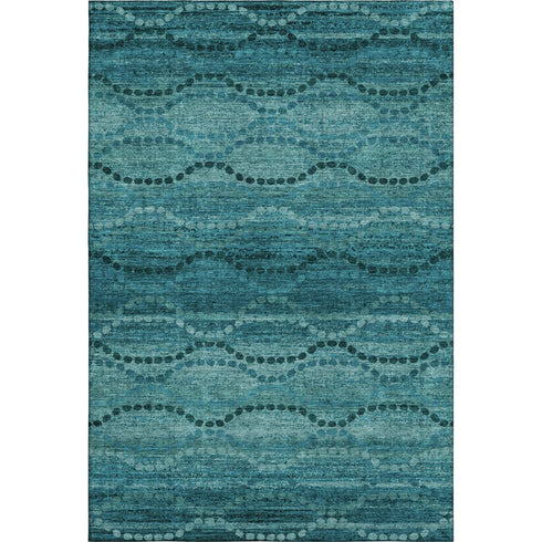9' X 12' Turquoise And Aqua Abstract Geometric Washable Area Rug With UV Protection