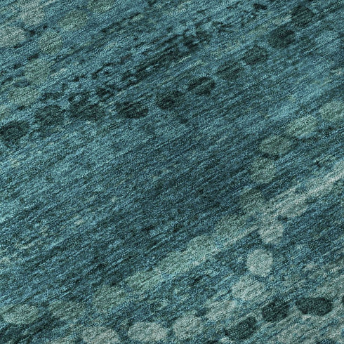 9' X 12' Turquoise And Aqua Abstract Geometric Washable Area Rug With UV Protection