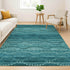9' X 12' Turquoise And Aqua Abstract Geometric Washable Area Rug With UV Protection