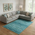 9' X 12' Turquoise And Aqua Abstract Geometric Washable Area Rug With UV Protection