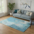 5' X 8' Blue And Beige Abstract Washable Area Rug With UV Protection