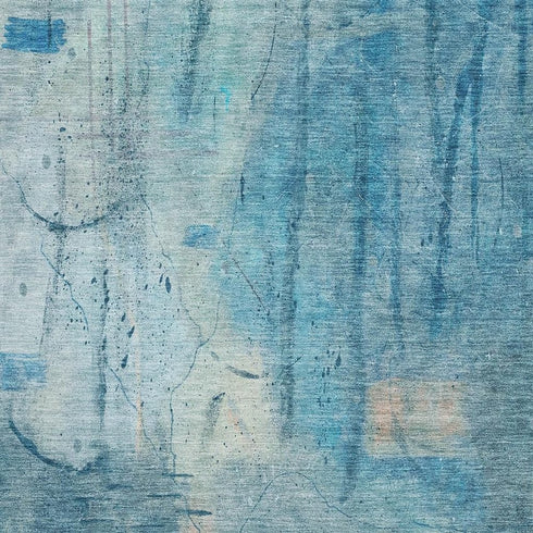 8' X 10' Blue And Beige Abstract Washable Area Rug With UV Protection