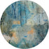 8' Teal And Green Abstract Washable Round Rug With UV Protection