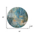8' Teal And Green Abstract Washable Round Rug With UV Protection