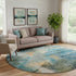 8' Teal And Green Abstract Washable Round Rug With UV Protection