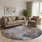 8' Taupe And Gray Abstract Washable Round Rug With UV Protection