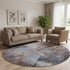 8' Taupe And Gray Abstract Washable Round Rug With UV Protection