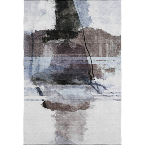 8' X 10' Brown And Ivory Abstract Washable Area Rug With UV Protection